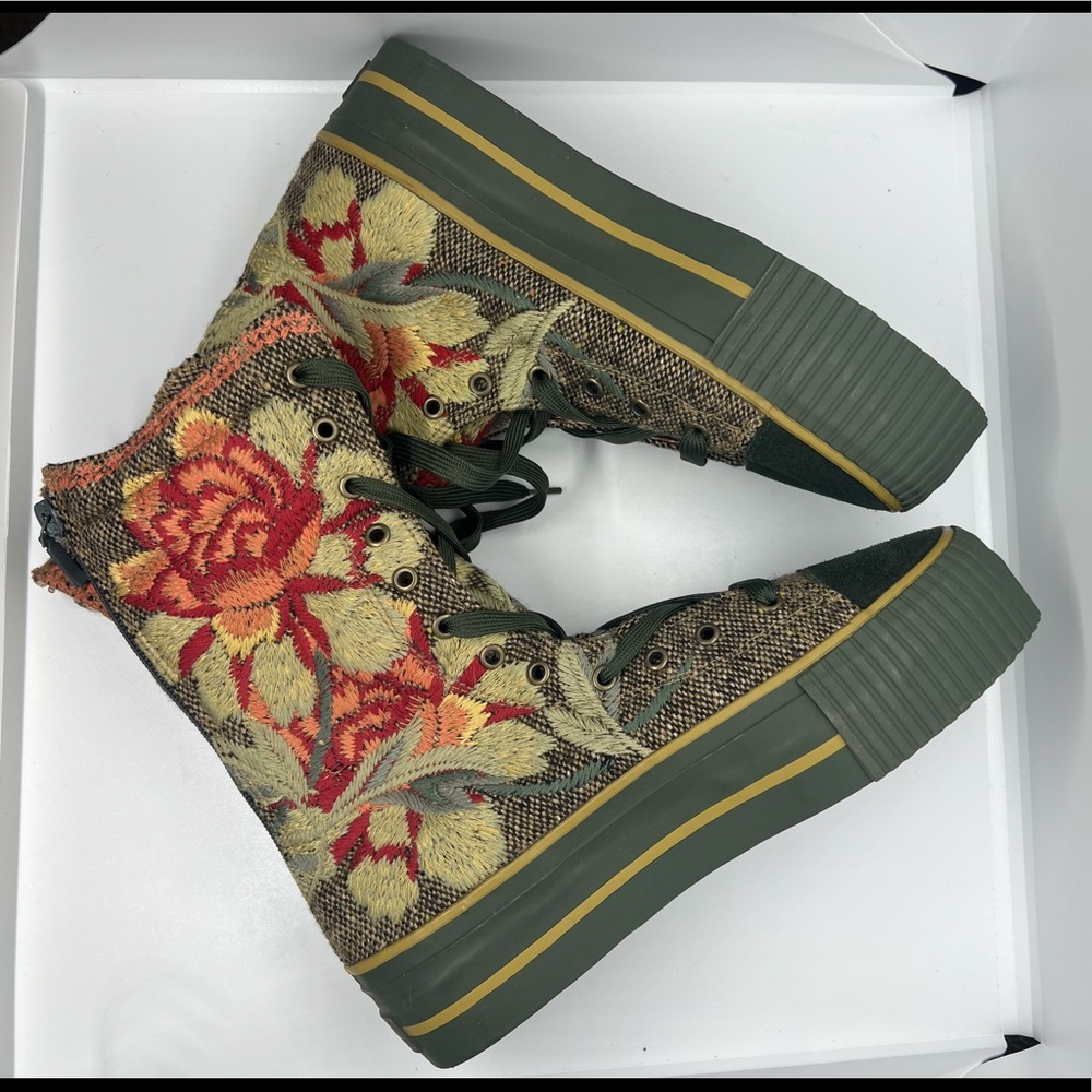 Johnny Was Biya Floral Embroidered Gypsy Shoes 8 - Brand New